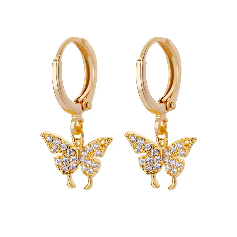 Zirkon Schmetterling Ohrstecker Ohrringe für Frauen Edelstahl Gold Farbe Piercing Ohrring Mädchen y2k Schmuck aretes bijoux mujer