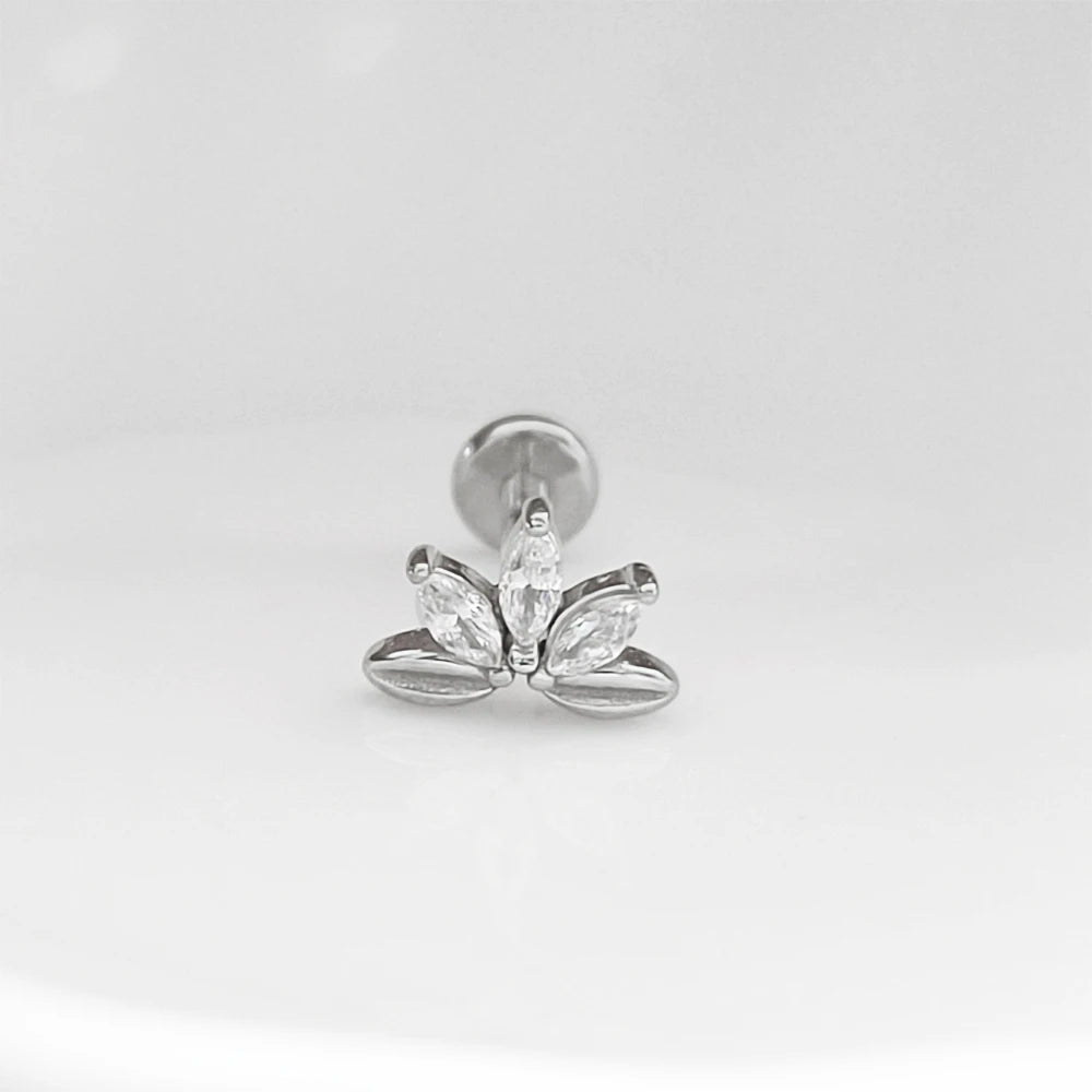 Piercing Labret de Rosca Interna Rayo Corona Abeja Flores Cartílago Pendiente Trago Conch Acero Inoxidable 316L Joyería Corporal