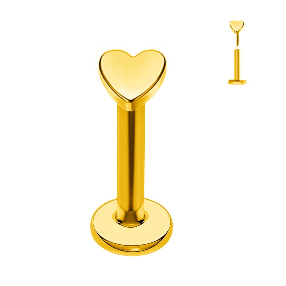 ASTM F136 G23 Titan Kugel Tragus Ohrring Gewindeloses Piercing Herz Zirkonia Stift Daith Conch Push-in Labret Stecker