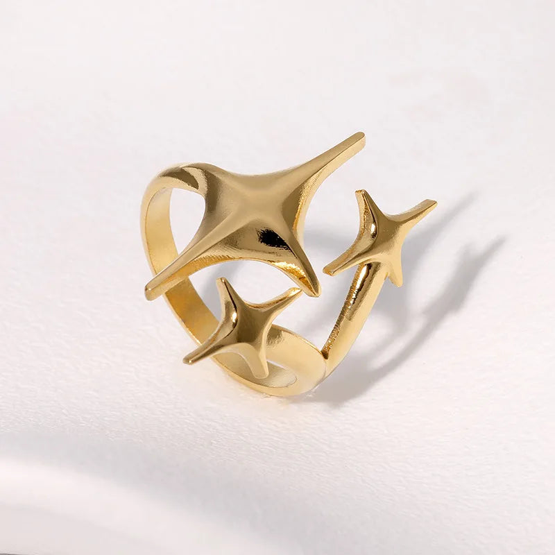 Neuer europäisch-amerikanischer Edelstahlring mit Nischendesign für Teenager, sternförmig, minimalistisch, cool, personalisiert, Temperament