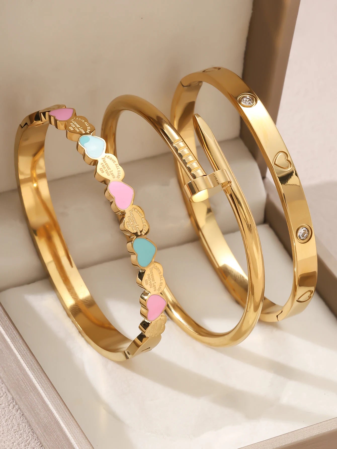 1 Stück/Set Damen Hochzeitsschmuck Party Feiertag Valentinstag Geschenk Edelstahl Armband 18K vergoldet Armband