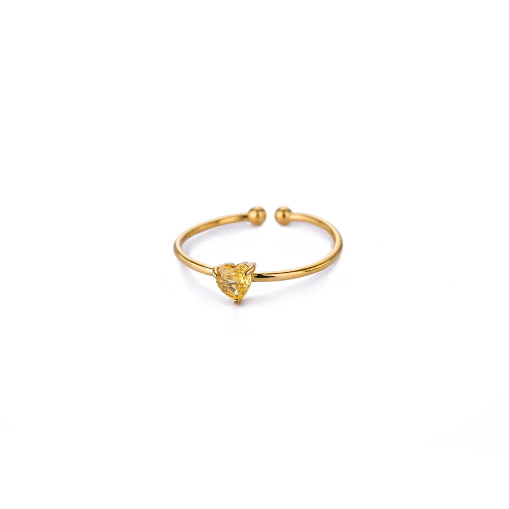 Mode Zirkon Herz Geburtssteinringe für Damen Edelstahl Goldfarbe Geburtssteinring Ästhetischer Hochzeitsschmuck Geschenk