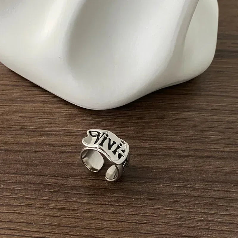 Personalisierter offener Ring für Mädchen koreanische Version Retro-Trend englische Buchstaben vielseitige Y2k-Accessoires Party Schmuck Geschenke 1/2 Stk.