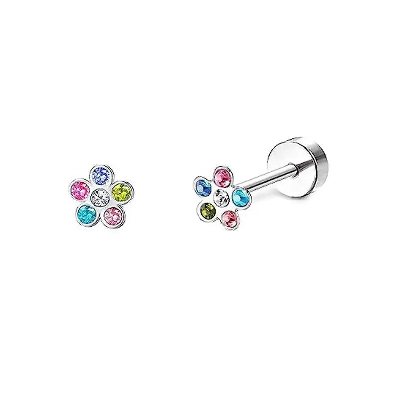 2er-Set Edelstahl Herz-Mond-Ohrstecker Schraubkugel-Ohrstecker für Frauen Mode Ohr Tragus Knorpel Piercing