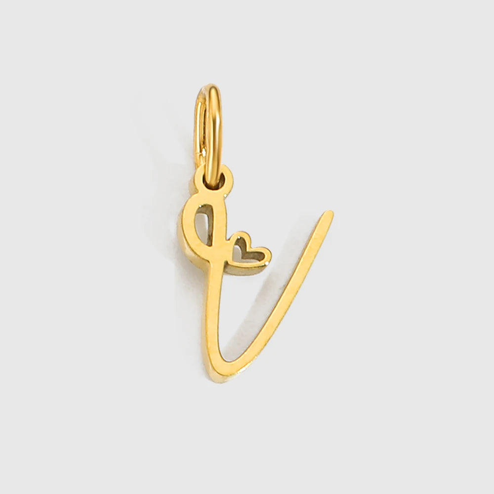 Personalized Stainless Steel Heart Alphabet Pendant DIY Accessories for Necklace Woman Men Jewelry Initials Birthday Gift A-Z