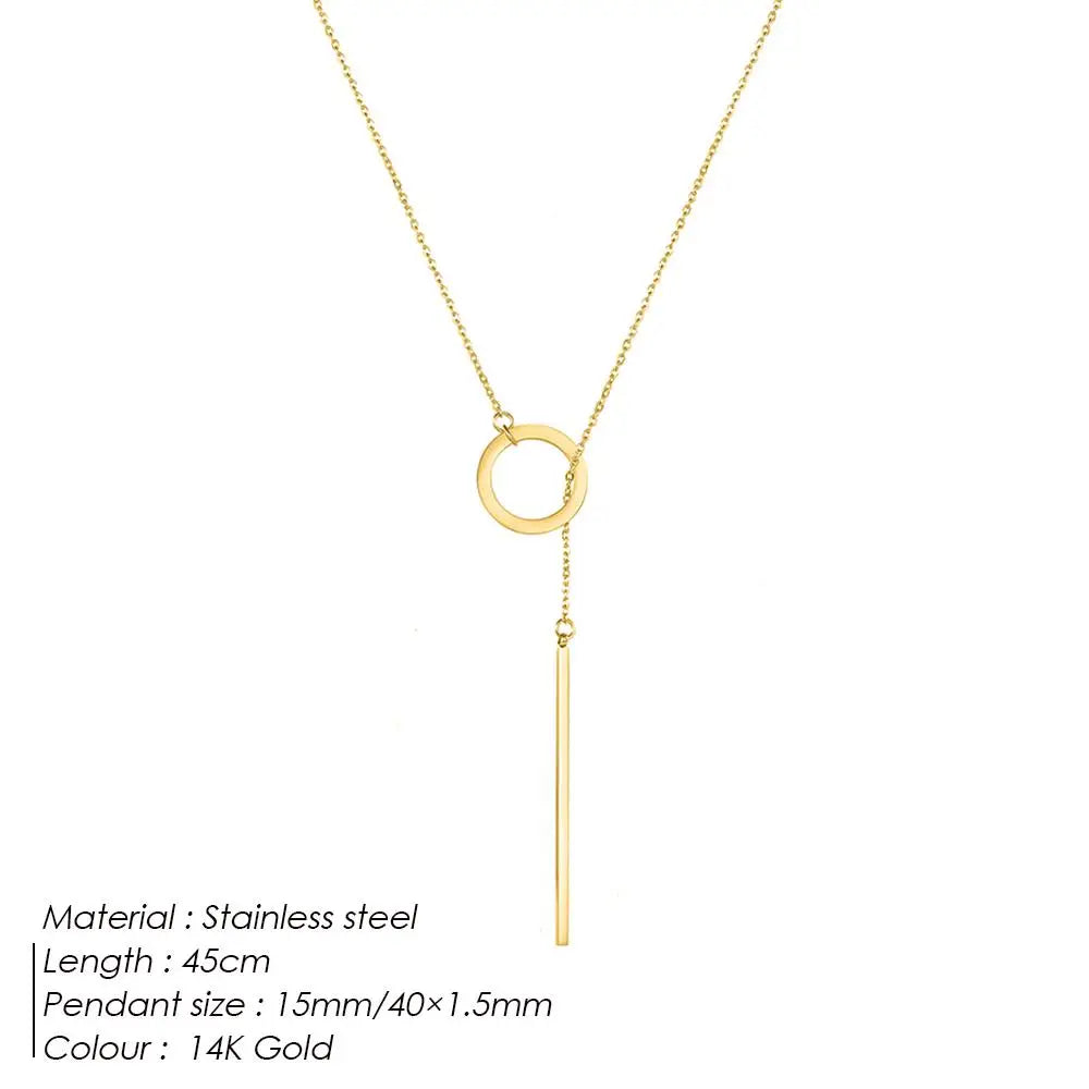 Collar minimalista de barra redonda con colgante para mujer, collar de perlas para clavícula, hojas, cadena larga, joyería de moda, regalo para chica