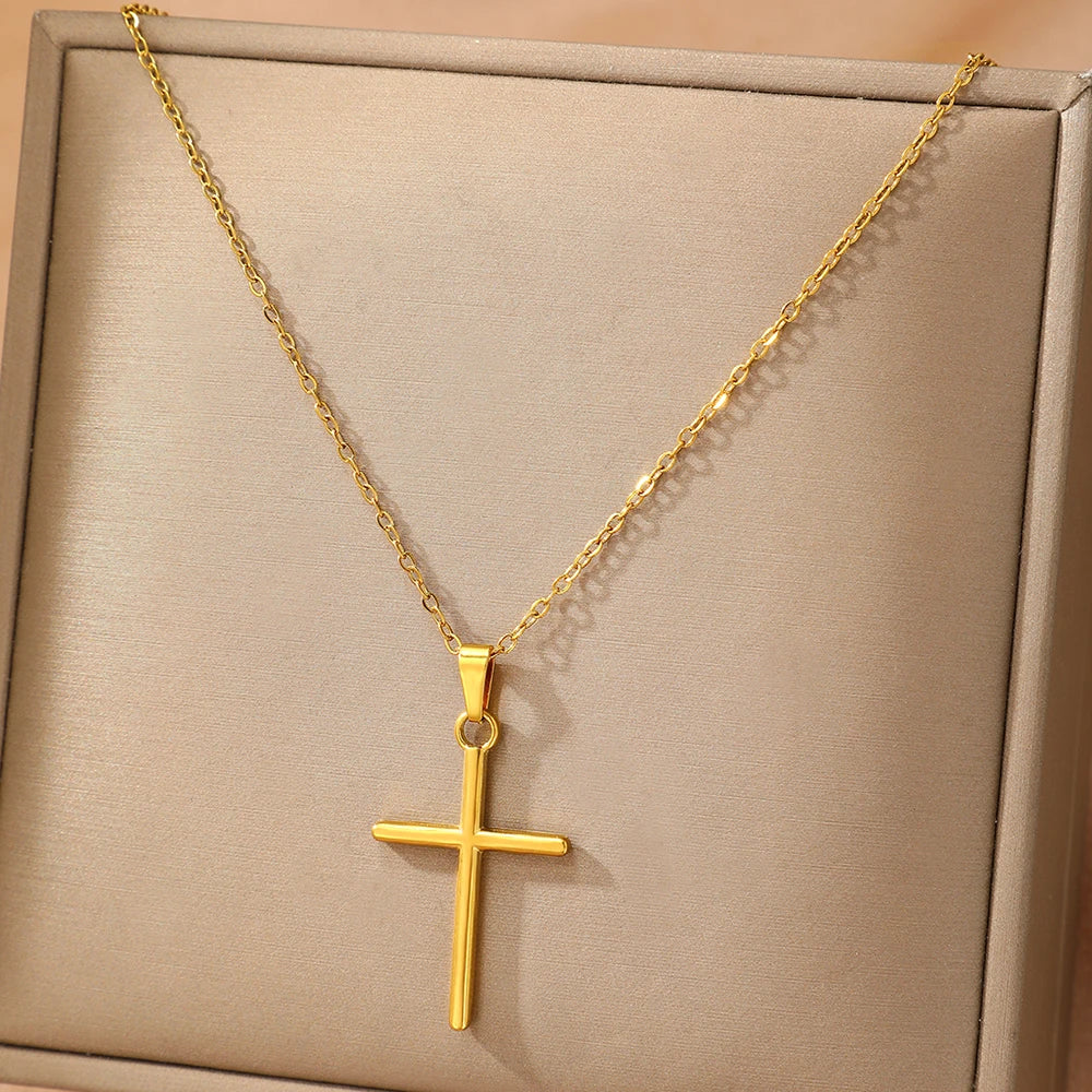 Stainless steel necklace cross pendant hip-hop street fashion trendy men and women fashion jewelry party outing play collocation