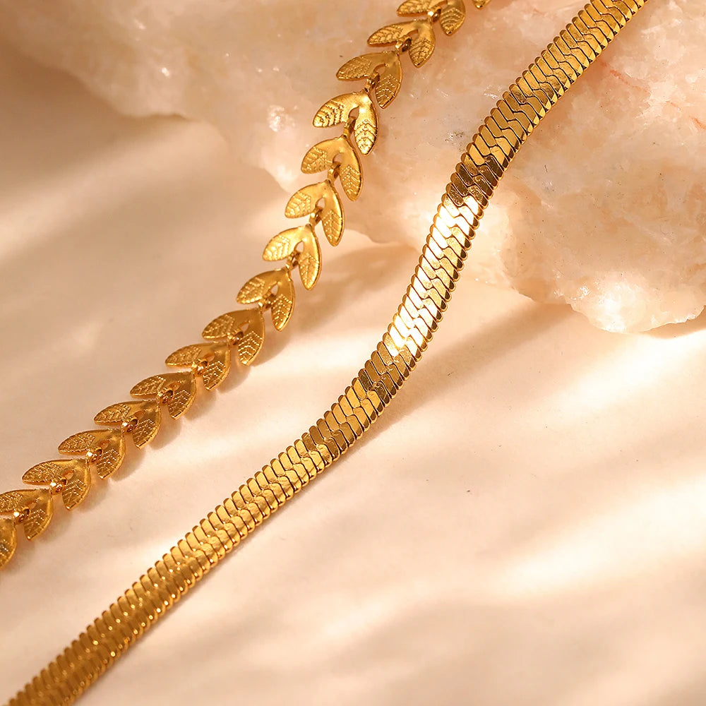 Stainless Steel Anklet Creative Splicing Wrap Around Leaf Design Blade Chain Anklet For Women Jewelry Goddess Banquet Fine Gifts