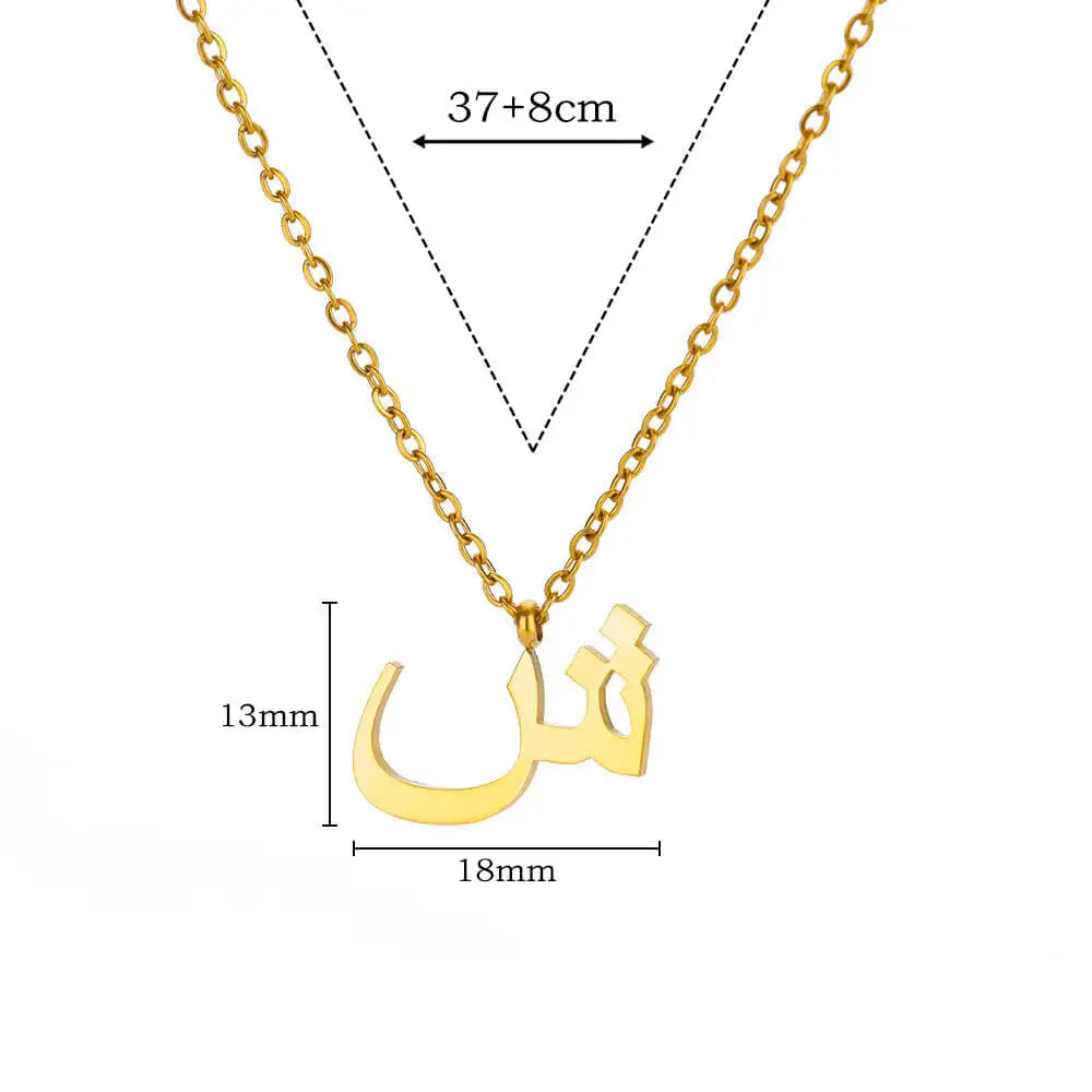 Collar con colgante de letras árabes para mujer, cadena inicial de acero inoxidable, gargantilla, collar, joyería de boda 2024, bisutería