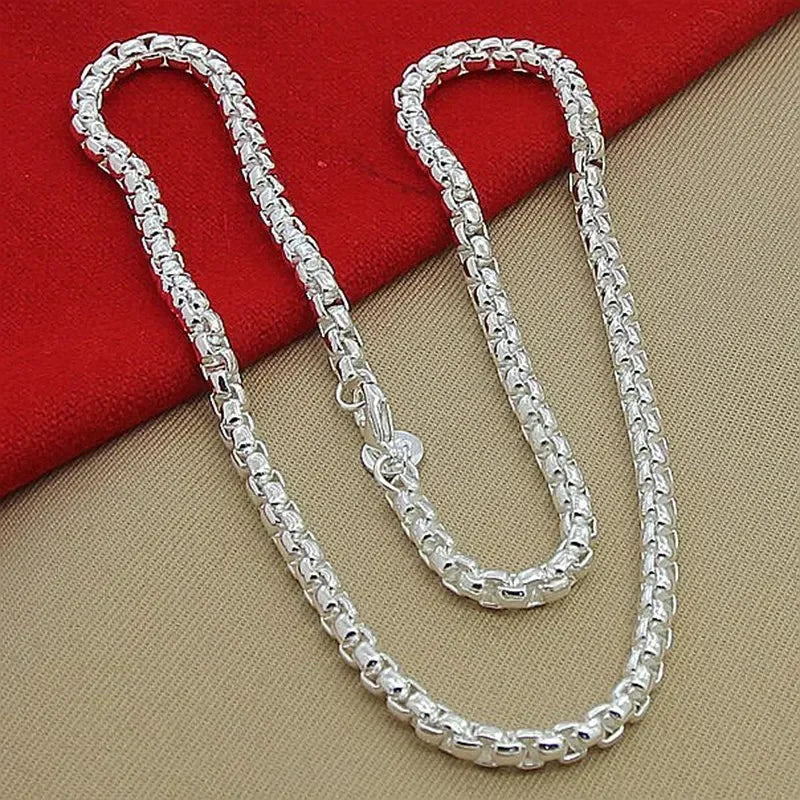 Großhandel 45-60cm 925 Sterling Silber 4mm Rund Kastenkette Halskette Armband Set für Frauen Männer Jungen Hochzeit Verlobung Charme
