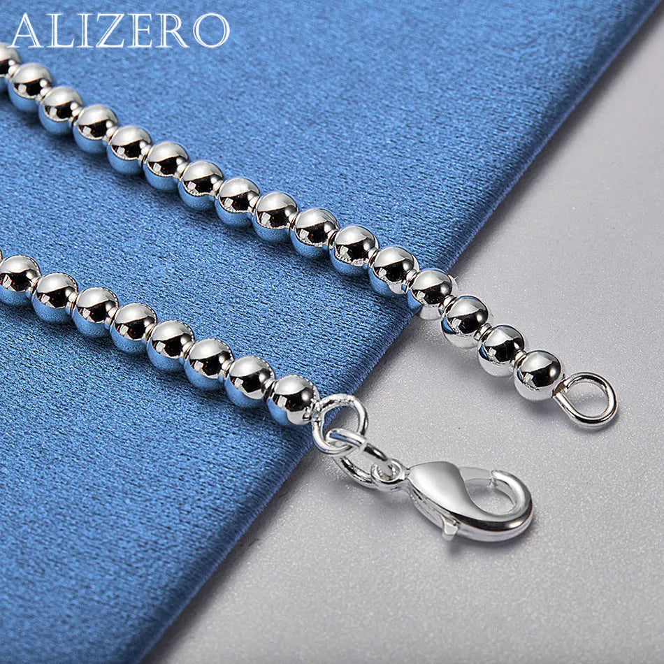 ALIZERO 925 Sterling Silber Armband 4mm Perlen Armbänder für Damen Schmuck für Mode, Party und Alltag 16-23CM