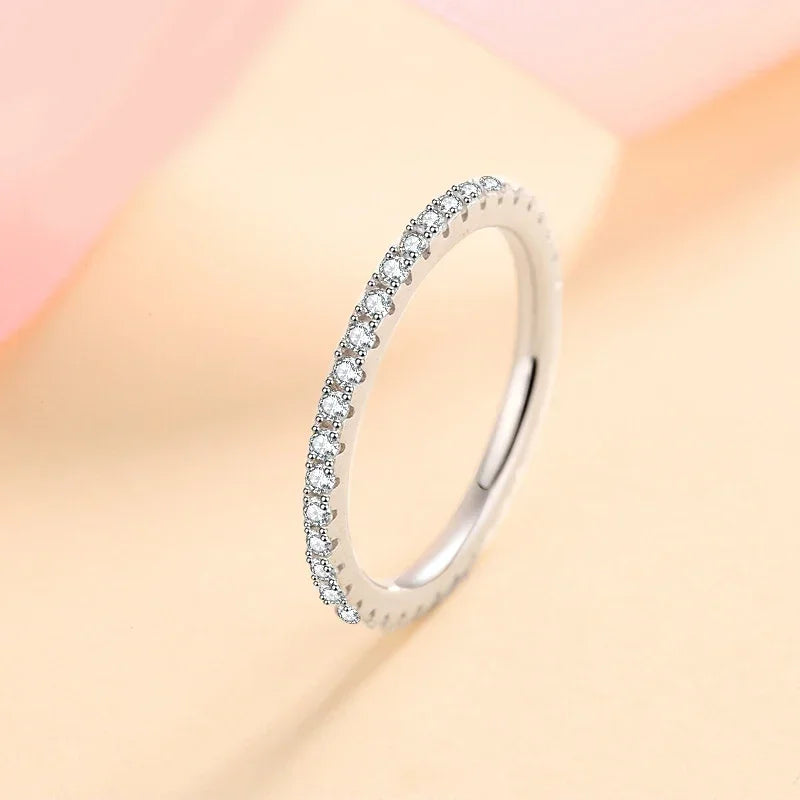 Anillo completo de moissanita NeeTim para mujer, joyería de boda, plata de ley 925 con anillos de compromiso de diamante bañados en oro blanco