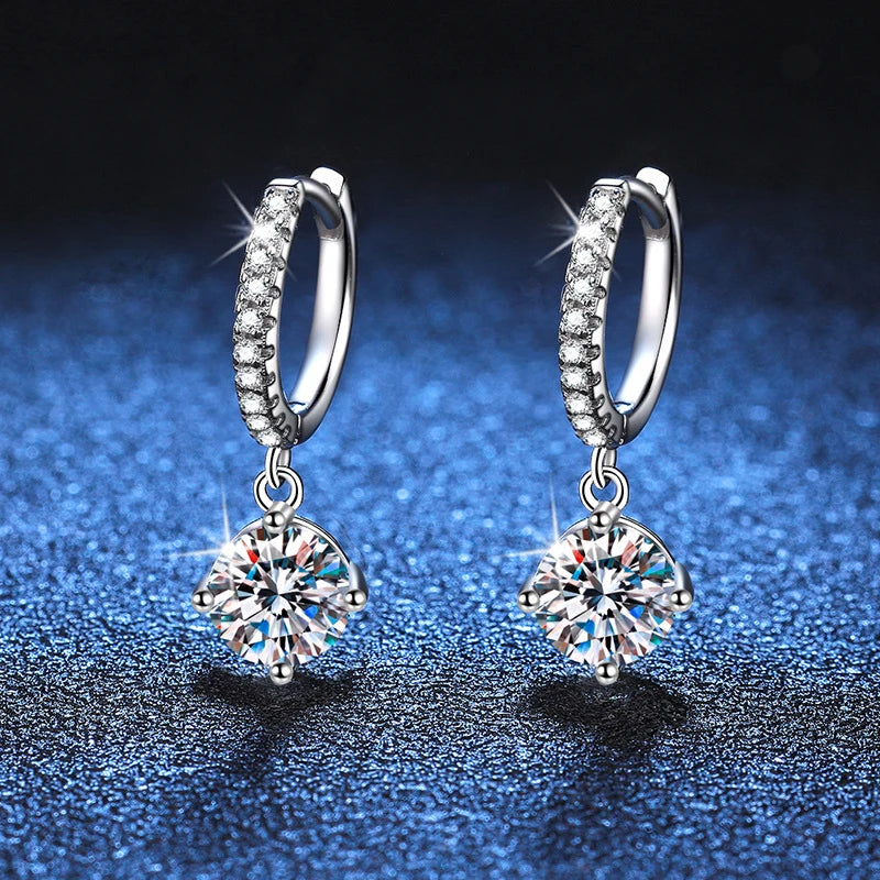 NeeTim 0.5ct 1ct S925 Sterling Silber Moissanite Ohrhänger Trendige Luxus Designer Ohrringe für Damen Geschenk mit Zertifikat