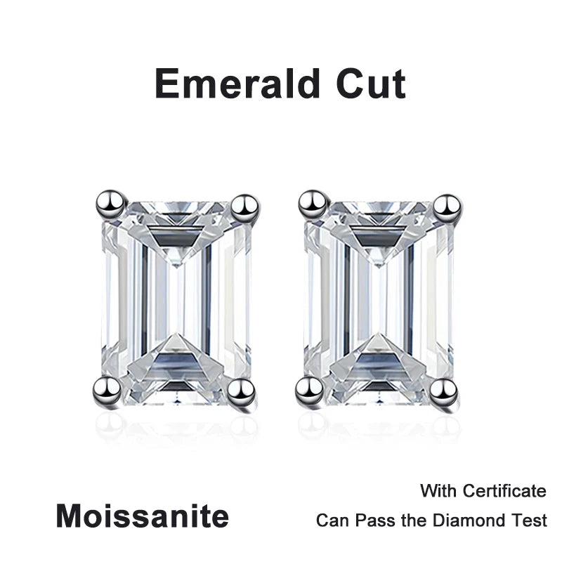 NeeTim 0.5CT 1CT 2CT Smaragd Radiant Schliff Moissanit Ohrstecker für Damen Laborgezüchteter Diamant 925 Sterlingsilber Ohrring Schmuck