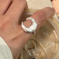 925 Sterling Silber Matte Oberfläche Mond Offene Ringe für Damen Luxusschmuck Großhandel Accessoires Schmuck Argent 925