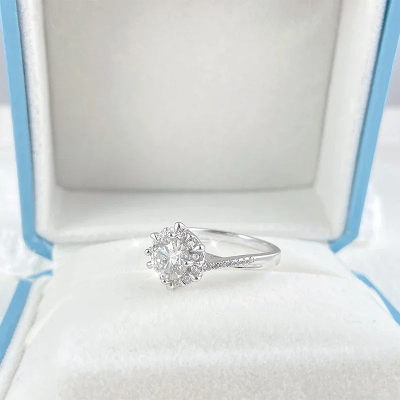 NeeTim 0.5/1CT Moissanit Diamantringe Ehering für Damen 925 Sterlingsilber 18k Weißgold plattiert Verlobungsring Zertifiziert