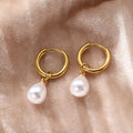 Edelstahl Tropfenförmige Imitationsperlen-Anhänger-Ohrringe Damen Alltag Pendler Eleganter Stil Ohrschmuck Accessoires