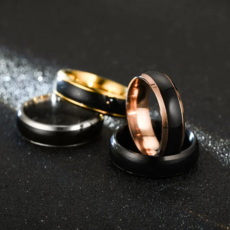 6MM Farbwechsel Edelstahlringe für Frauen Stimmungs-Emotions-Gefühls-Temperaturring Männer Paare Mode Schmuck Geschenk