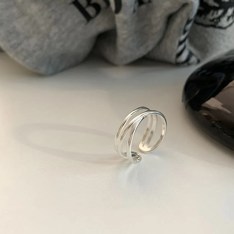 VENTFILLE 925 Sterling Silber Fingerringe Neue Mode Kreative Kreuz Hohlkette Geometrischer Partyschmuck Geschenke