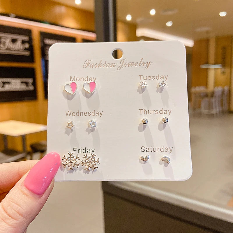 Neue S925 Silber Nadel Ohrstecker Set für Frauen Mädchen Einfache Süße Exquisite Mini Ohrringe Schmuck Geschenk Großhandel Direktverkauf