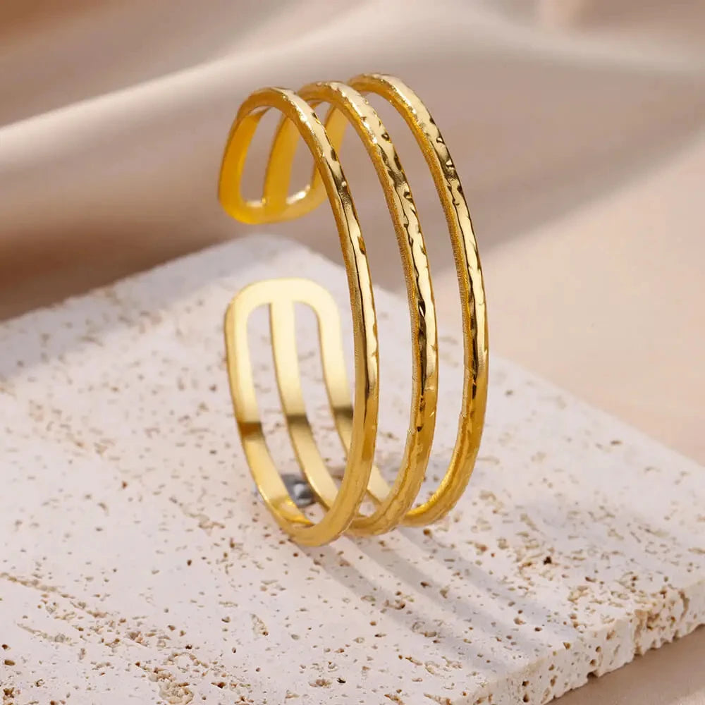 Edelstahl Armreif für Damen Vergoldeter Luxus Mehrschichtiger Armreifen 2023 Kostenloser Versand Schmuck Pulseras Mujer