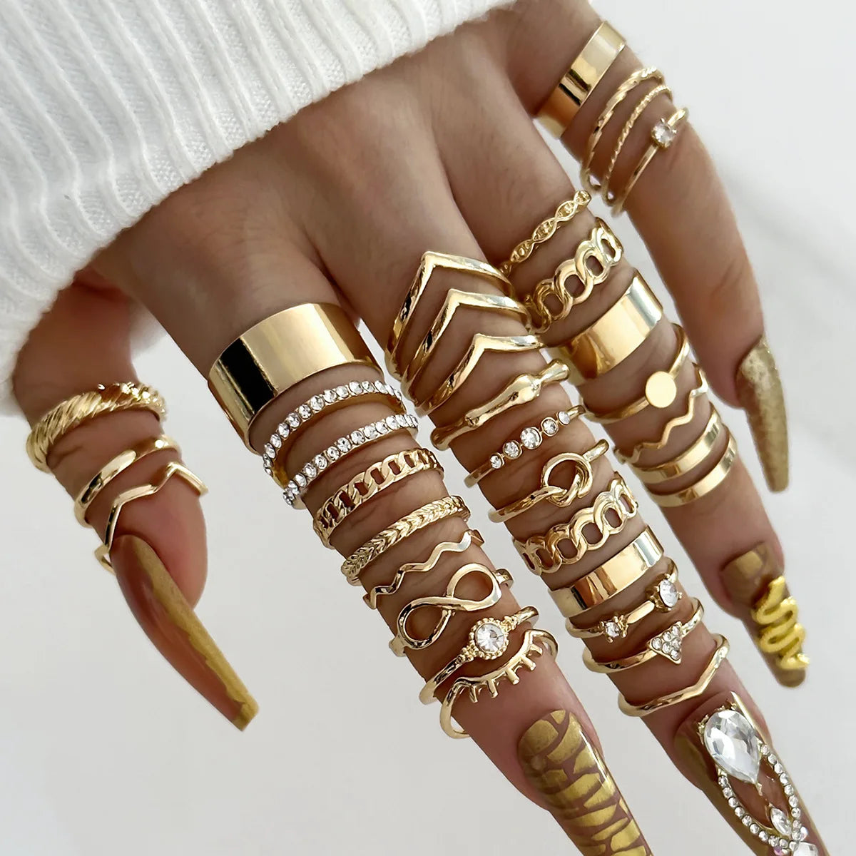 30 Stück Böhmische Geometrische Knöchelringe Set Für Frauen Gold Silber Farbe Fingerring Mädchen Mode Party Schmuck Zubehör