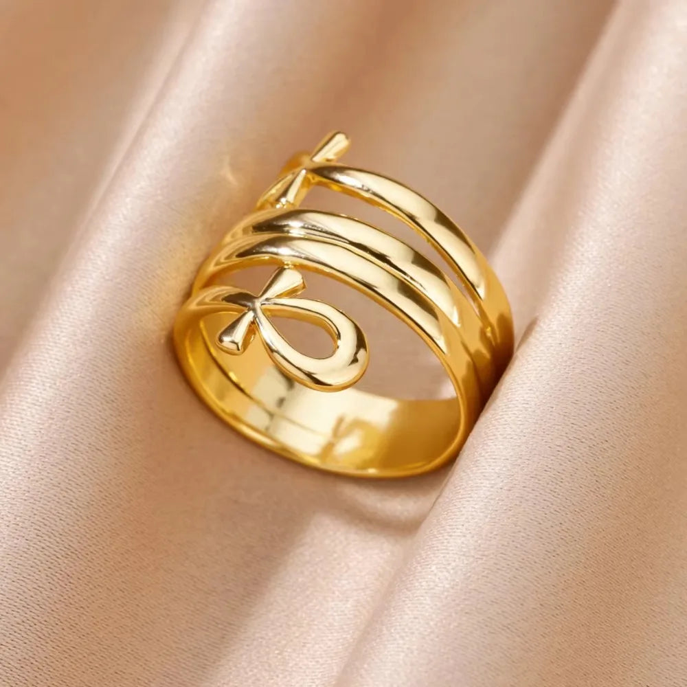 Edelstahl Kreuzringe für Frauen Vintage Gold Farbe Öffnung Kreuz Fingerring Party Hochzeit Schmuck Geschenk anillos mujer