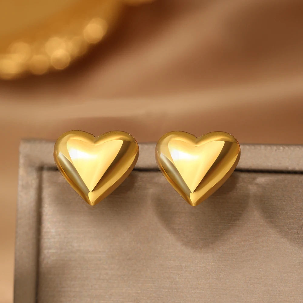 Edelstahl Ohrringe Kubisch Pfirsichherz Stecker High-End-Gefühl Verzierte Ohrringe für Frauen Schmuck Bankett Jubiläumsgeschenke Neu