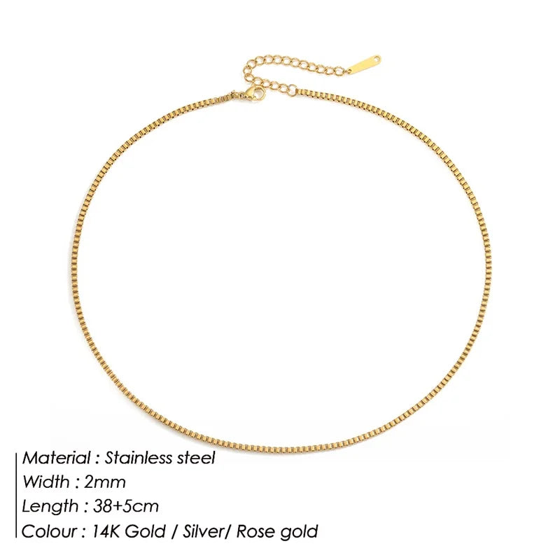 SUNIBI Stainless Steel Necklaces for Women Gold Color Basic Punk Link Chain Necklace Solid Metal Jewelry Wholesale/dropshipping