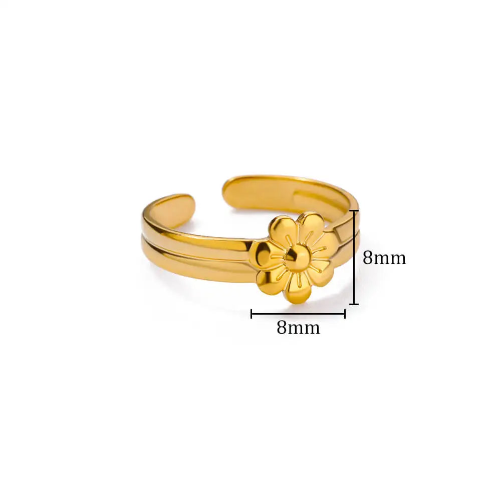 Unregelmäßige geometrische glänzende Edelstahl-Offene Ringe für Frauen Minimalistischer Goldfarbener Verstellbarer Ehering Damenschmuck