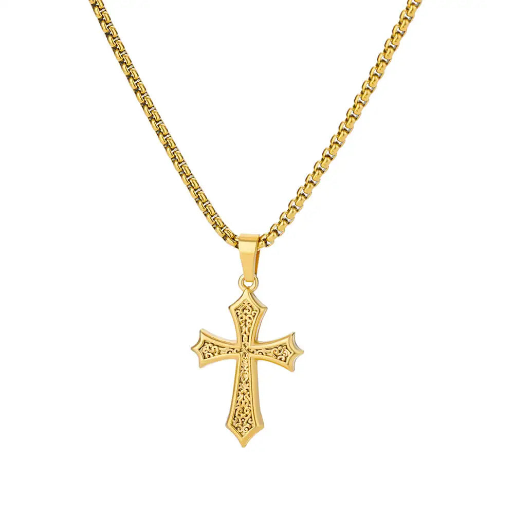 Cross Goddess Pendant Necklace for Women Stainless Steel 316L Gold Color Necklace 2025 New Party Jewelry Aesthetic Accessories