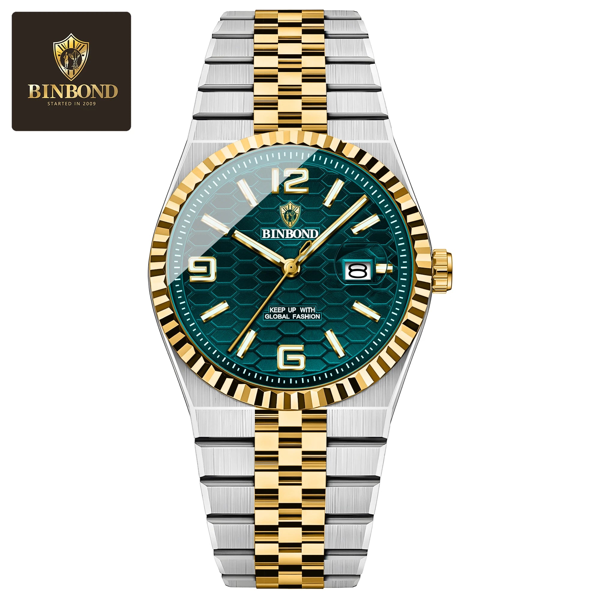 BINBOND Reloj de Hombre Original de Alta Calidad Impermeable Luminoso Fecha Lujo Reloj de Hombre de Acero Inoxidable Relojes de Cuarzo para Hombre Masculino