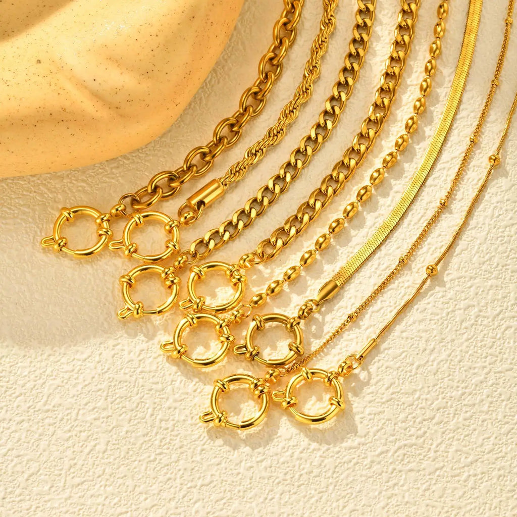 Gargantilla de cadena de eslabones tipo clip, Collar con colgante de hebilla de resorte de acero inoxidable para mujer, Joyería impermeable chapada en oro de 18k