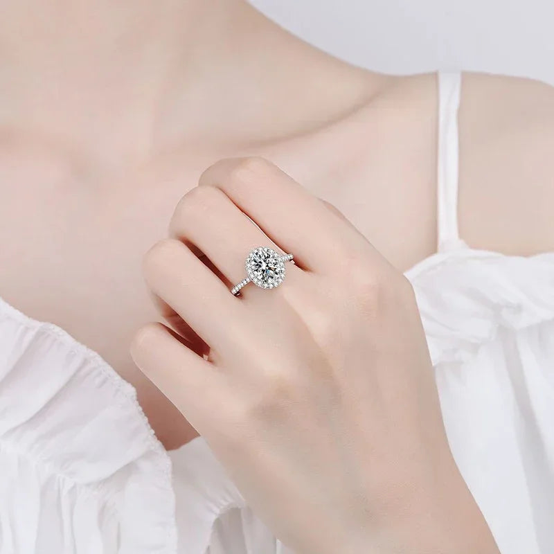 NeeTim 1CT 2CT D VVS1 Ovalschliff Moissanitringe für Damen 925 Sterling Silber Labordiamant Verlobung Hochzeitsfeier Ring Großhandel