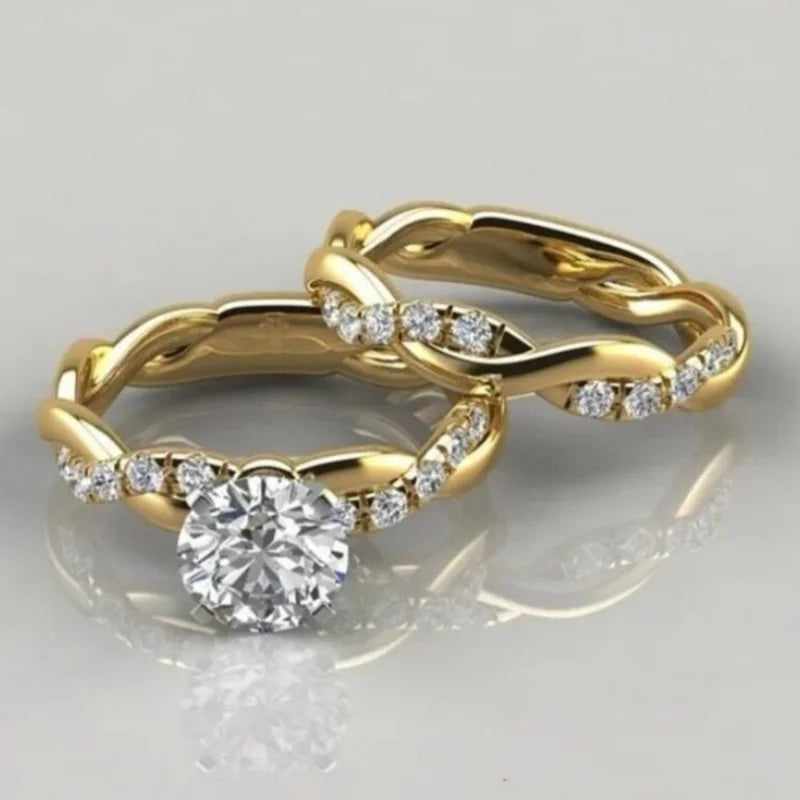 Geometrische Mode Gold Farbe Intarsien Bunte Zirkon Ringe für Frauen Party Accessoires Geschenke Kundenspezifischer Schmuck