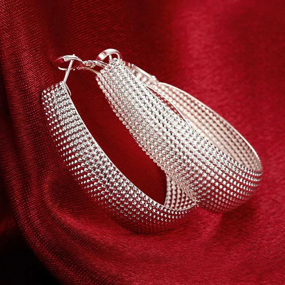 Hochwertige 925 Sterling Silber Ohrringe Schlichte runde Creolen für Frauen Mode Hochzeit Verlobung Charm Schmuck
