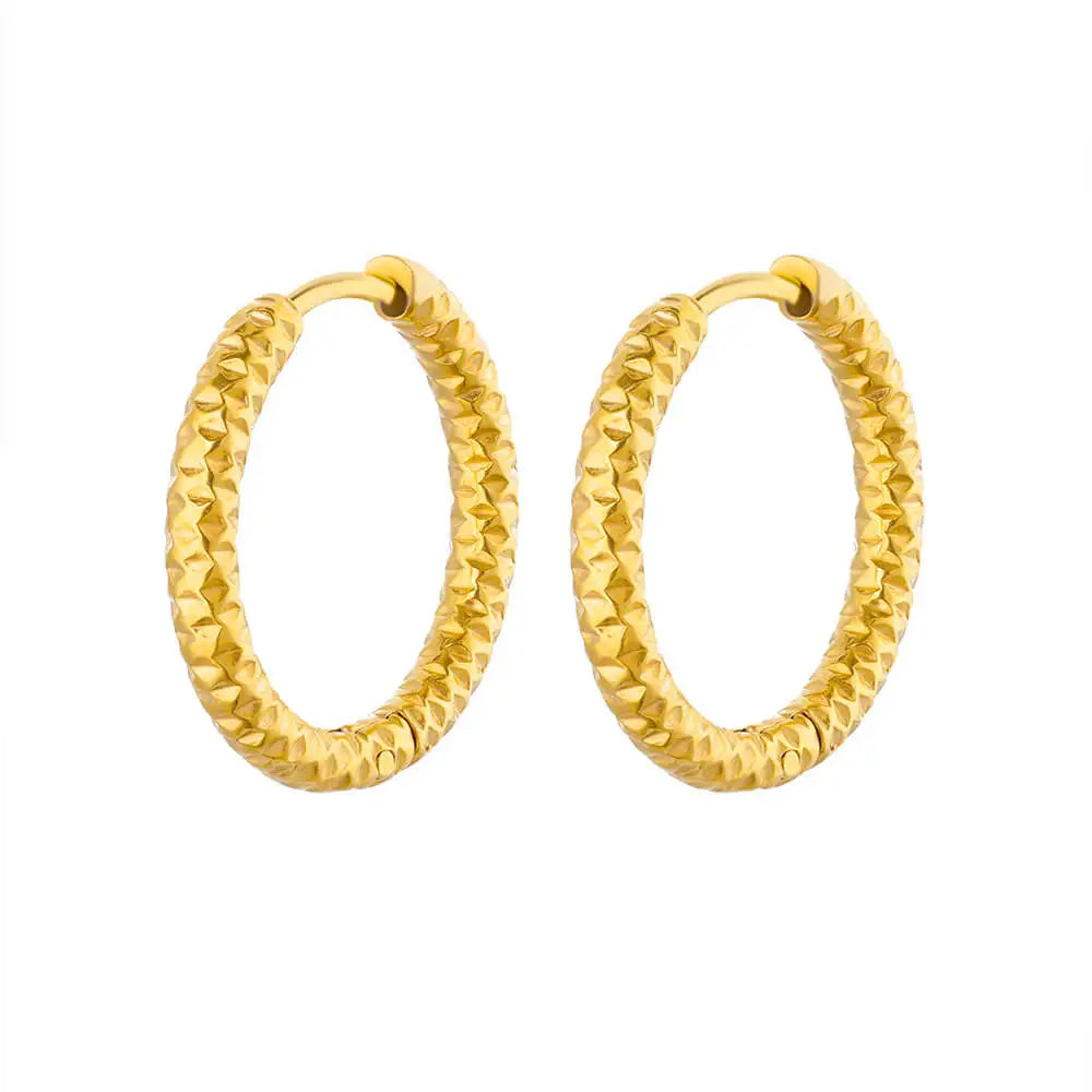 Vintage Runde Edelstahl Creolen für Damen Vergoldete Ohrringe 2023 Trend Statement Ohrschmuck Weihnachtsgeschenk