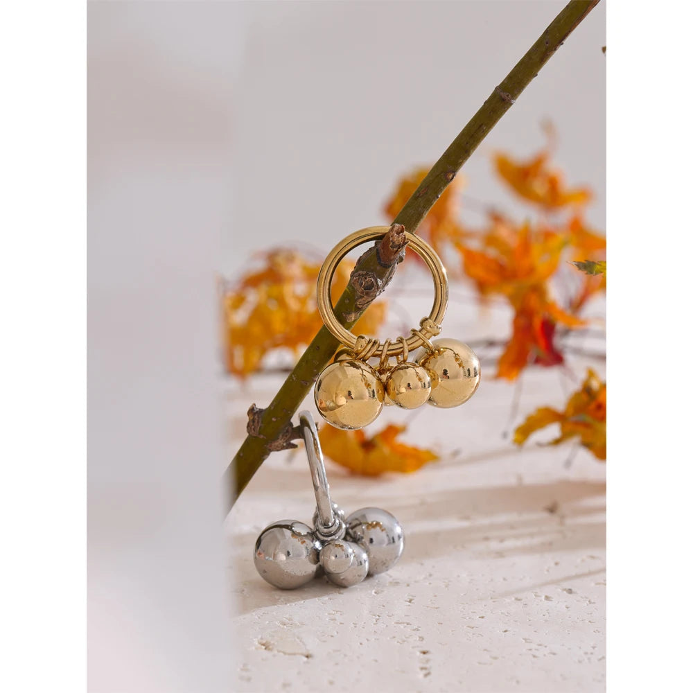 Yhpup 6789# Stainless Steel Beads Ball Handmade Ring Rust Proof 18K PVD Plated Personalized Trendy Charm Finger Jewelry 2025