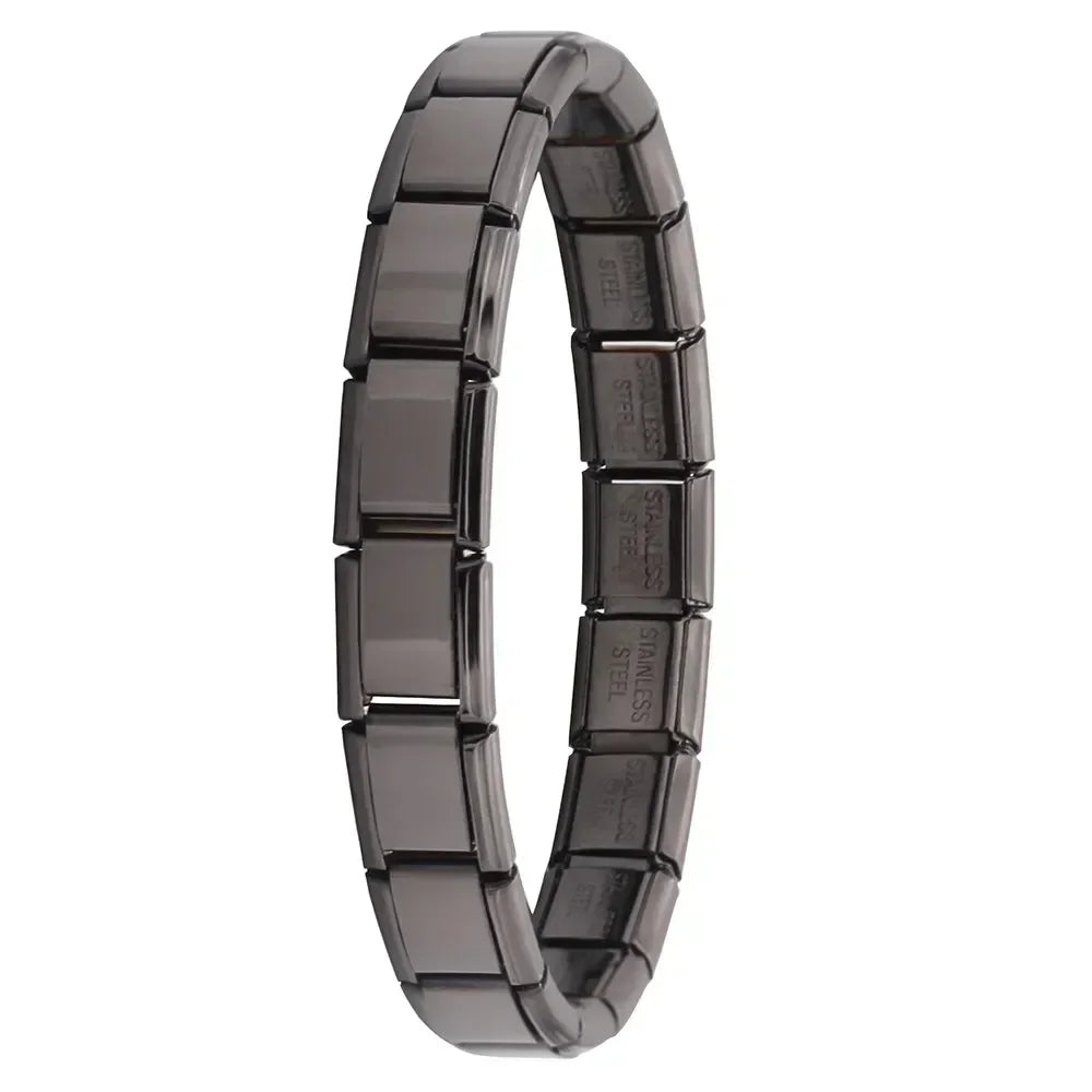 Hapiship Neue Damen Schmuck 9mm Breite Italienisches Elastisches Charm Armband Mode Edelstahl Armreif ST-
