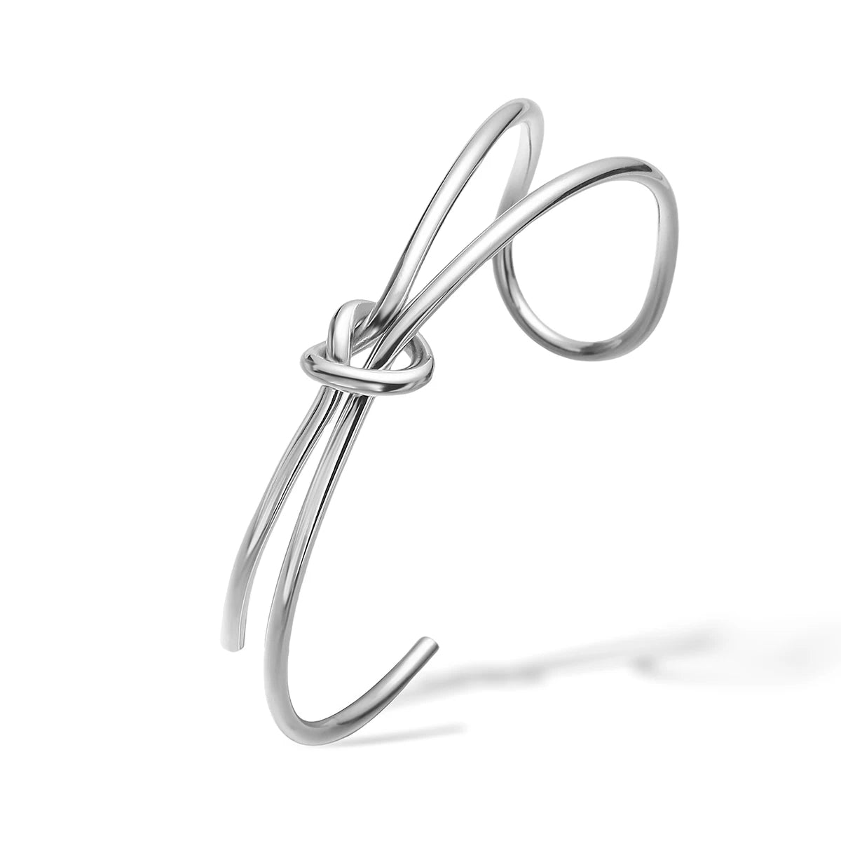 NEWBUY 2026 New Arrival Silver/Gold Color knot Design Bangles For Women Non-Fading Stainless Steel Jewelry