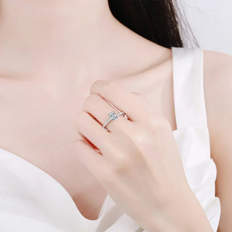 NeeTim 1ct 2ct Ovalschliff Moissanit Ring für Frauen 925 Sterling Silber mit vergoldetem Labordiamant Ringen Bands Feiner Schmuck Geschenk