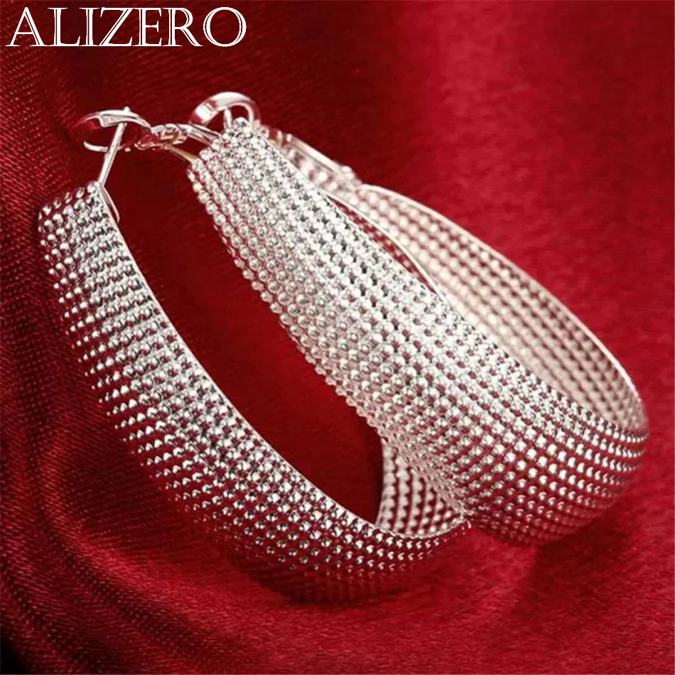 Neue 925 Sterling Silber Creolen für Damen, Hochzeitsgeschenk, Feiner Europäischer Schmuck, Weihnachtsgeschenk, Verlobungsfeier
