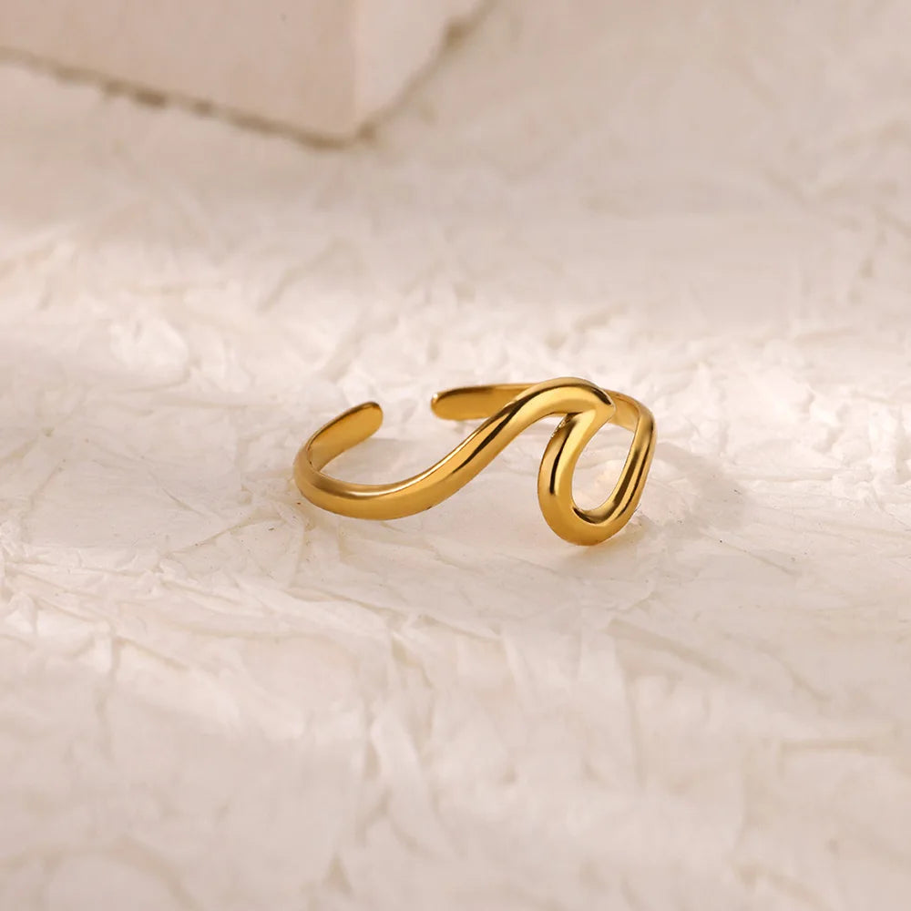 Ozean Seestern Muschel Offene Ringe Für Frauen Goldfarben Edelstahlring Sommer Strand Ästhetik Wasserdichter Schmuck Geschenk