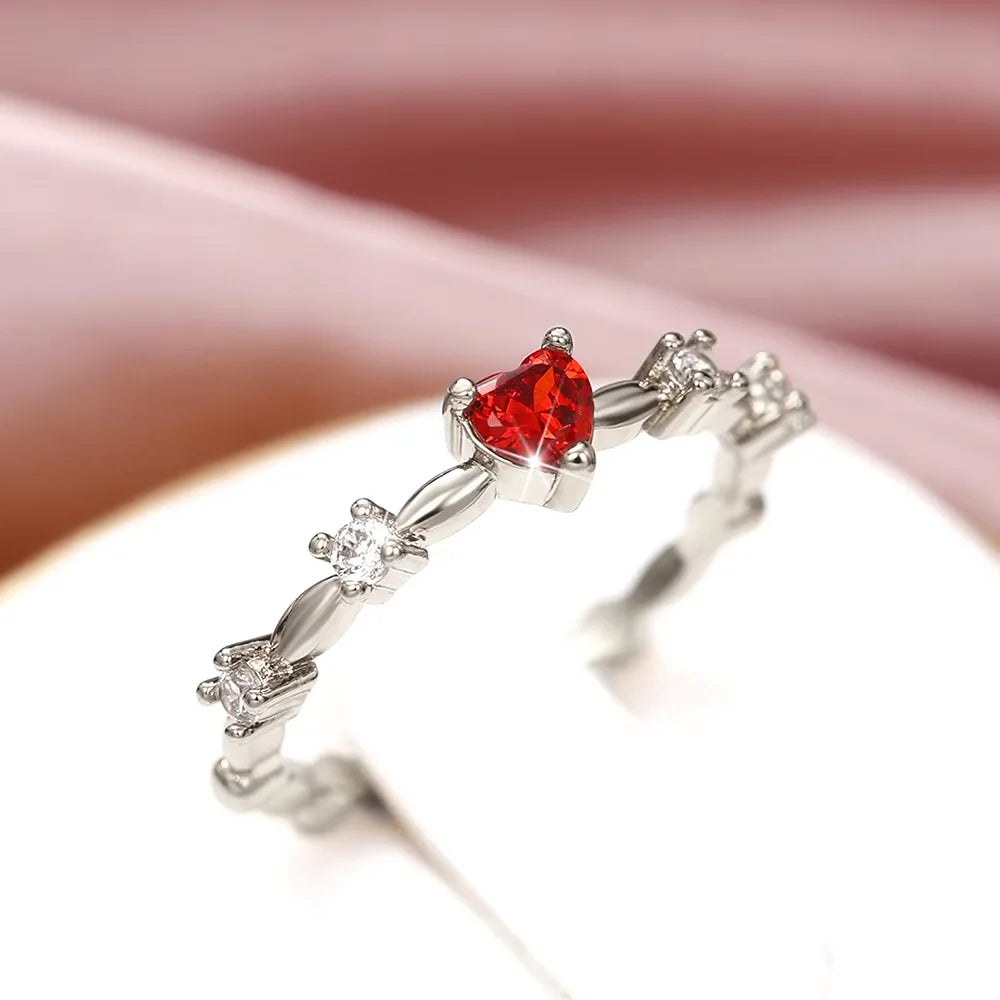 925er Sterlingsilber vergoldet 18K Gold Zirkon Rot Liebe Herz Ringe für Frauen Party Hochzeit Hohe Qualität Vintage Feiner Schmuck