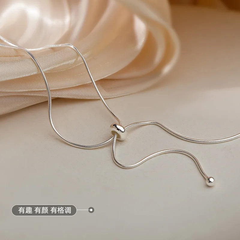 Collares de cadena de serpiente de plata de ley 925 para mujer, joyería de lujo, exquisitos, elegantes, dijes estéticos, accesorios de plata 925