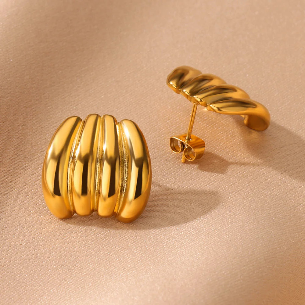 Vintage gestreifte Ohrringe für Damen in Goldfarbe, Edelstahl, geometrische Ohrringe, Statement-Schmuck für Hochzeit und Party, Geschenk 2024