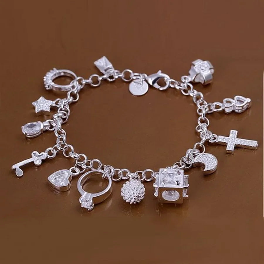 Edles 925er Sterlingsilber Quadratisches Massives Kettenarmband für Frauen Männer Charm Party Geschenk Hochzeit Modeschmuck Kostenloser Versand