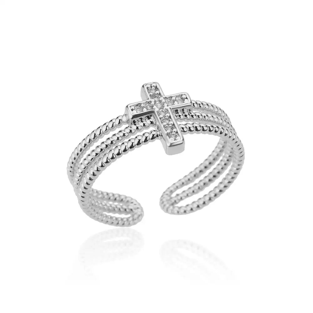 Neu in Zirkon Kreuzringe für Damen Verstellbarer Edelstahl Kreuzring Femme Design Luxus Hochzeit Schmuck Geschenk 2023 Anillos