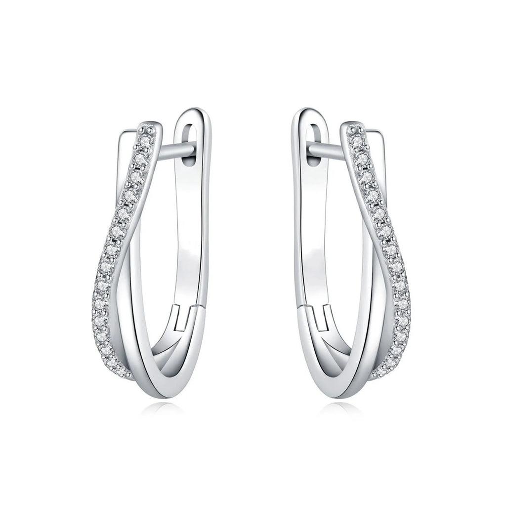 925er Silber Stern Gedrehte Linie Ohrringe Schmuck Vielseitige Creolen für Frauen Schmuck Feine Geburtstagsgeschenke
