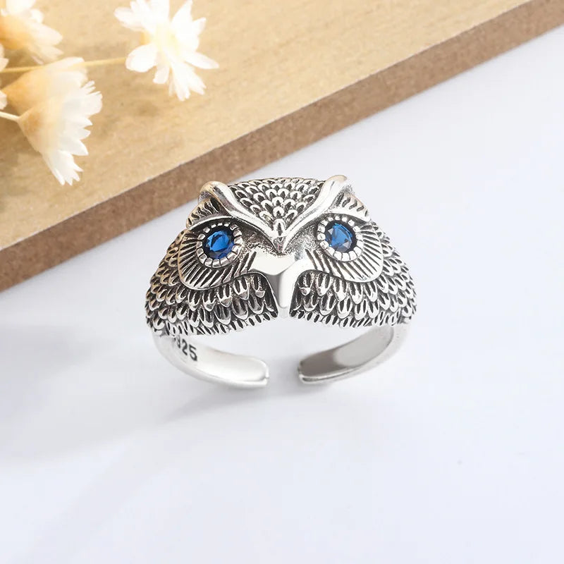 925 Sterling Silber Eule Zirkon Offene Ringe Für Frauen Hochzeit Verlobung Luxus Schmuck Accessoires Großhandel Schmuck
